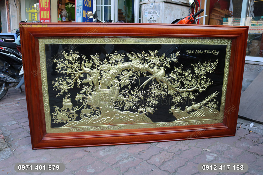 tranh vinh hoa ph&uacute; qu&yacute; đồng v&agrave;ng 1m76